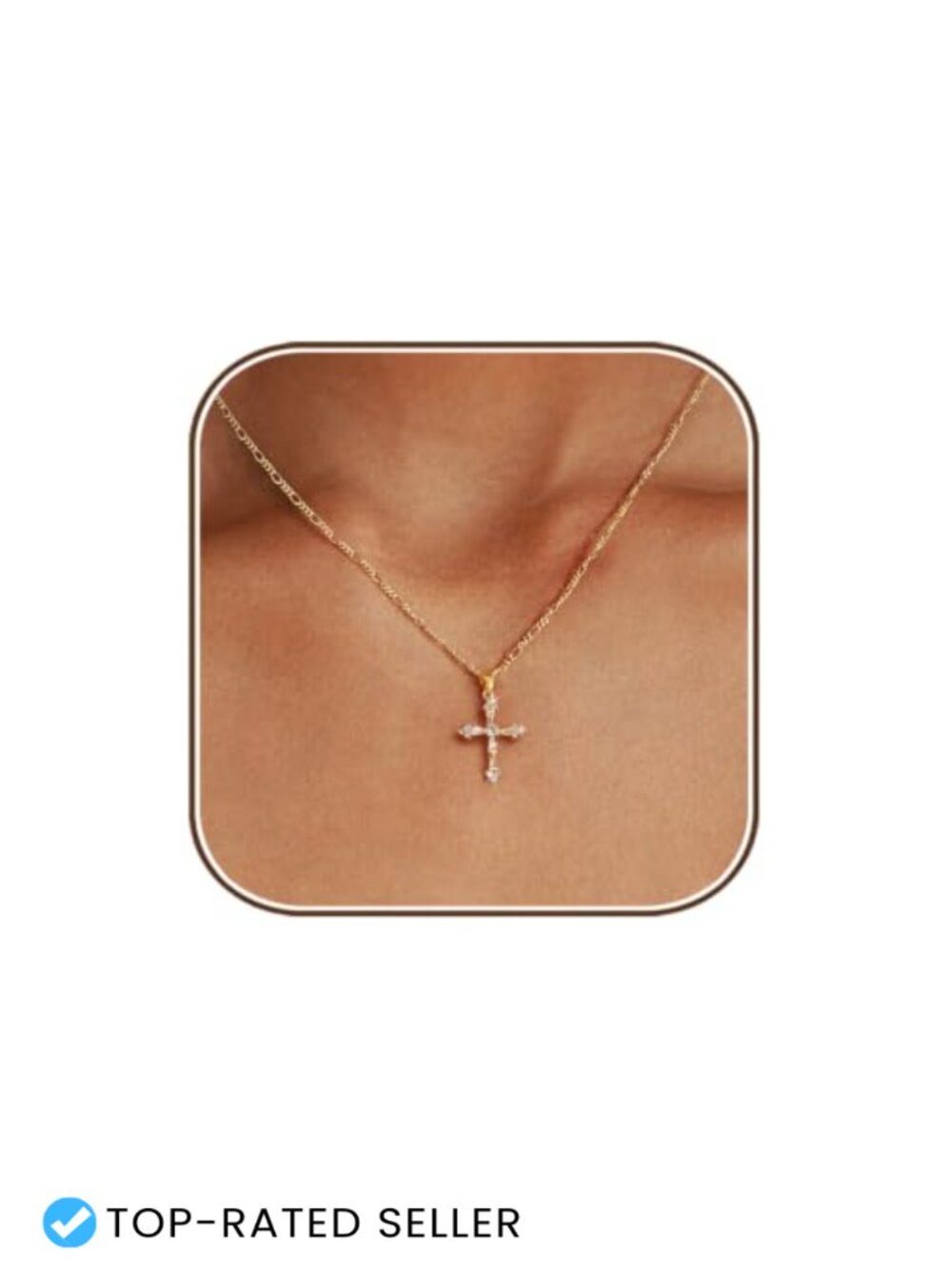 14K Gold Plated Cross Pendant Necklace Women Dainty Hypoallergenic Jewelry